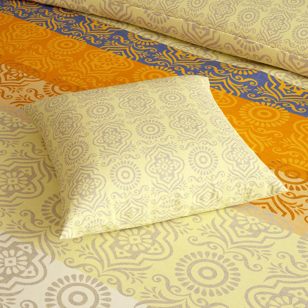 SUNSET MEDALLION STRIPE Xara 8 Pcs King Reversible Quilt Cover Set Bedsheet