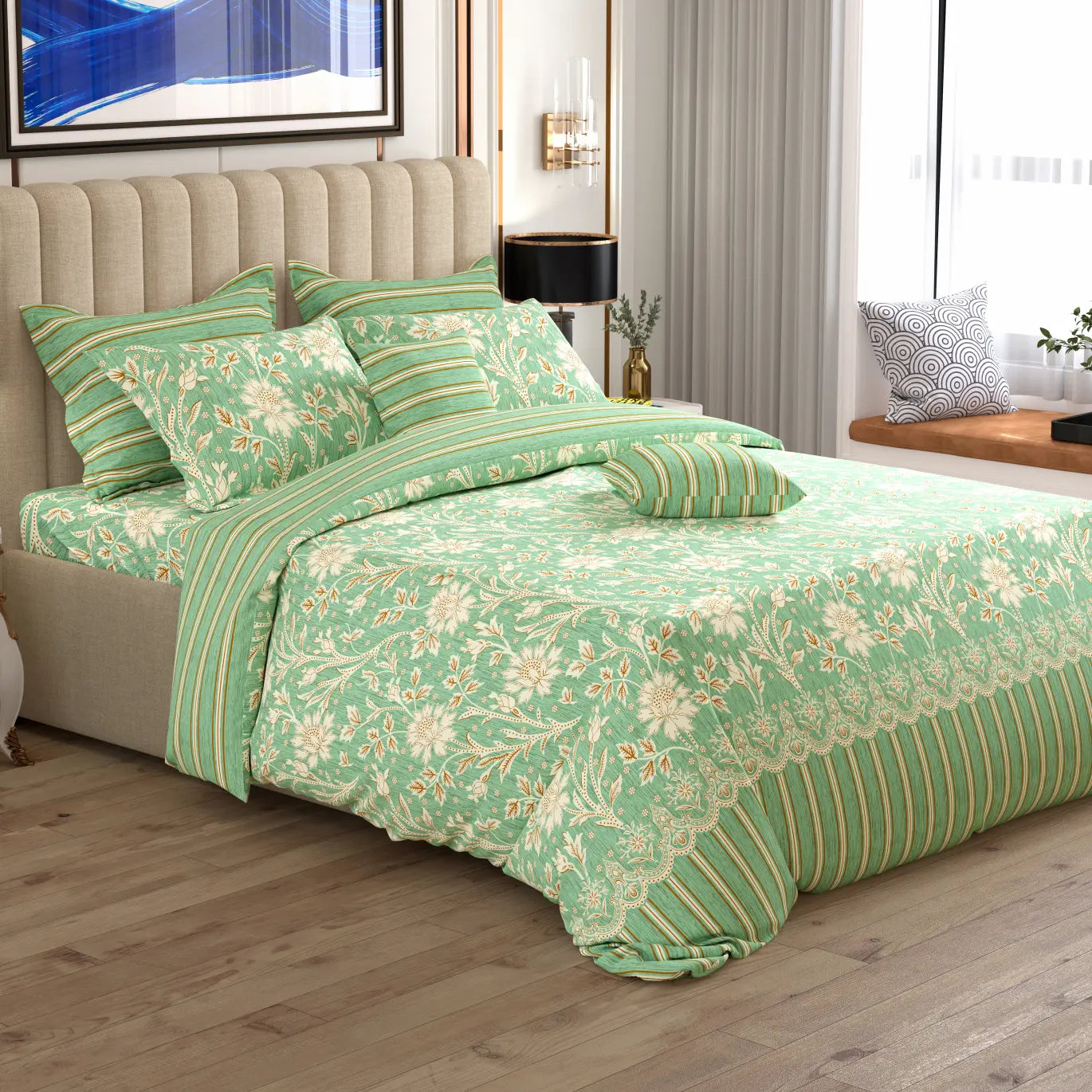 Xara 8 pcs king reversible quilt cover set bedsheet 8811-12