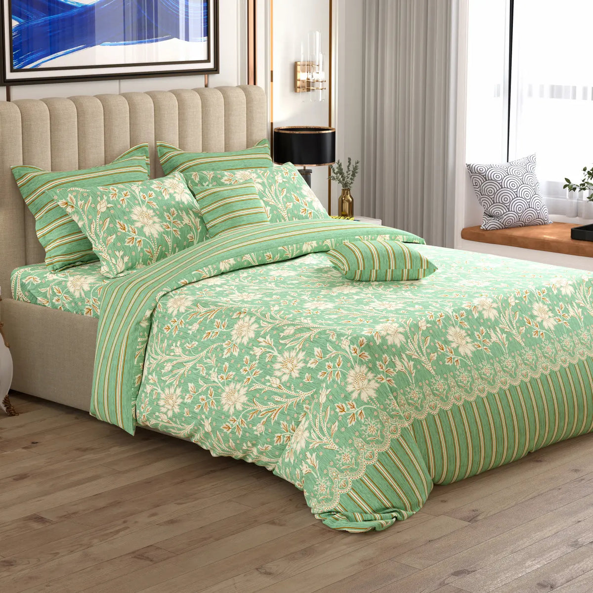 Xara 8 Pcs King Reversible Quilt Cover Set Bedsheet 8811-12