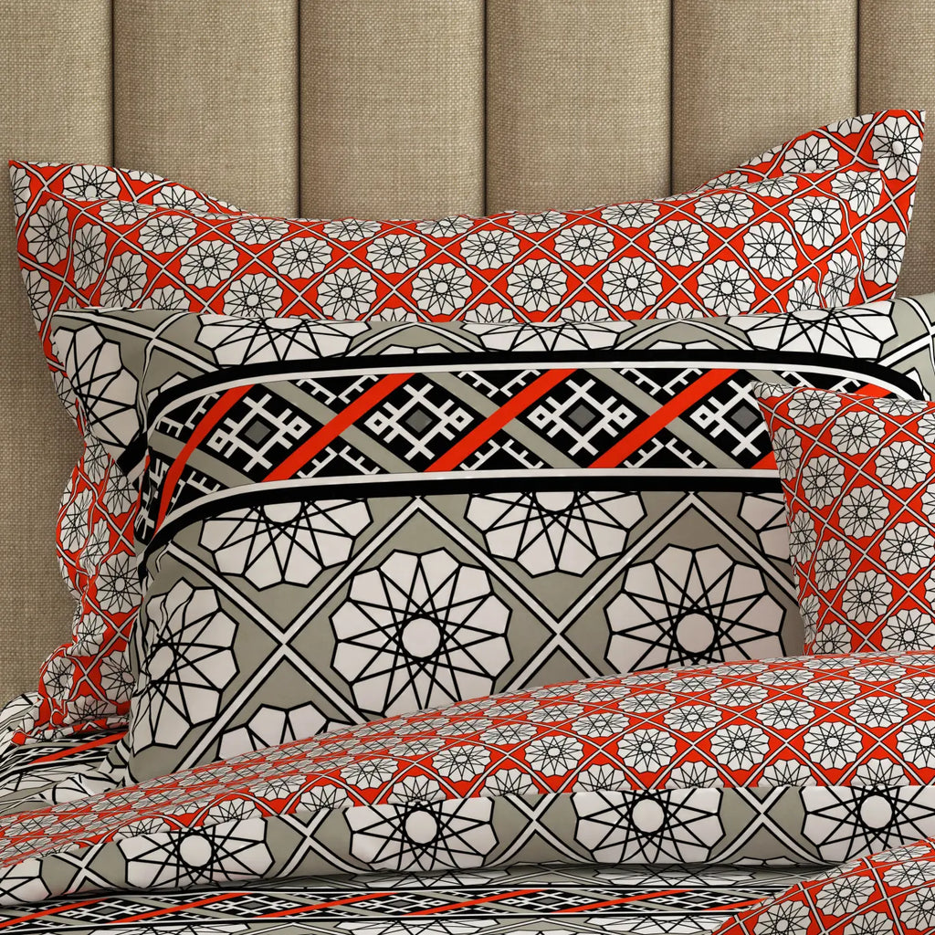 GEOMETRIC WEAVE Xara 8 Pcs King Reversible Quilt Cover Set Bedsheet