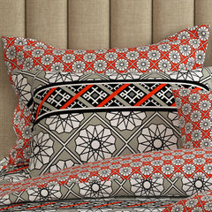 GEOMETRIC WEAVE Xara 8 Pcs King Reversible Quilt Cover Set Bedsheet