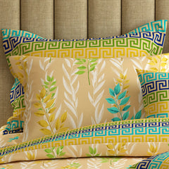 YELLOW LEAF / GEOMETRIC Xara 8 Pcs King Reversible Quilt Cover Set Bedsheet