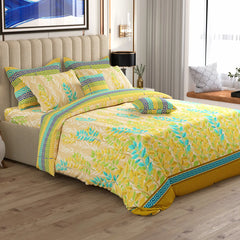YELLOW LEAF / GEOMETRIC Xara 8 Pcs King Reversible Quilt Cover Set Bedsheet