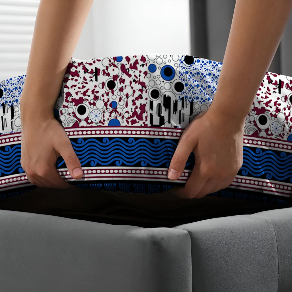 BLUE PAISLEY  Xara Fitted Bed Sheet Set