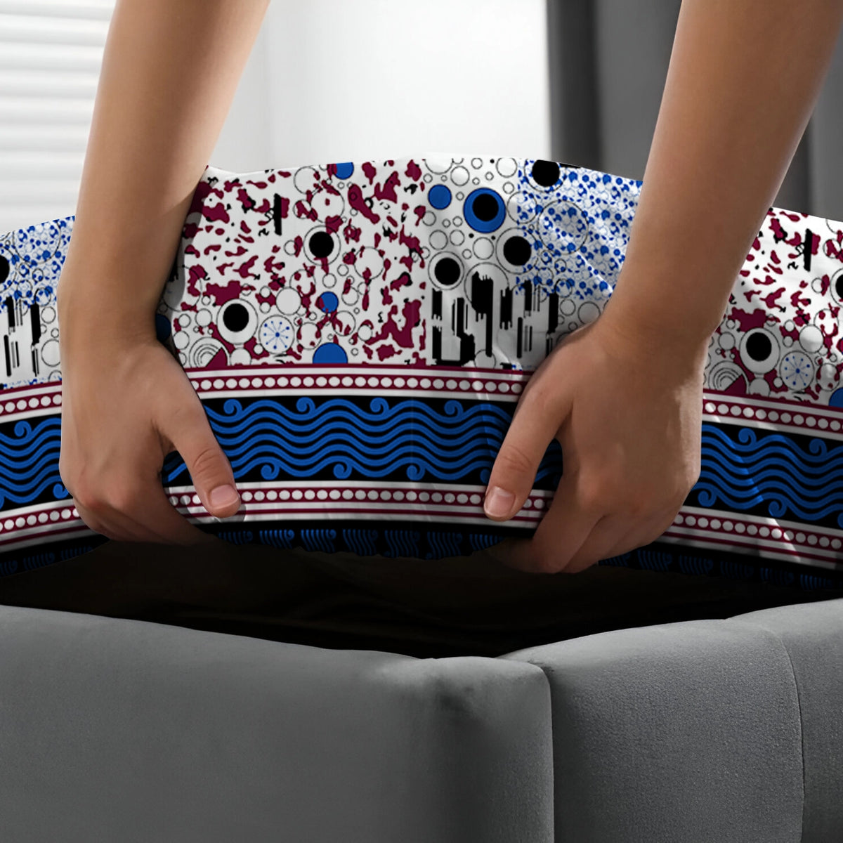 BLUE PAISLEY  Xara Fitted Bed Sheet Set