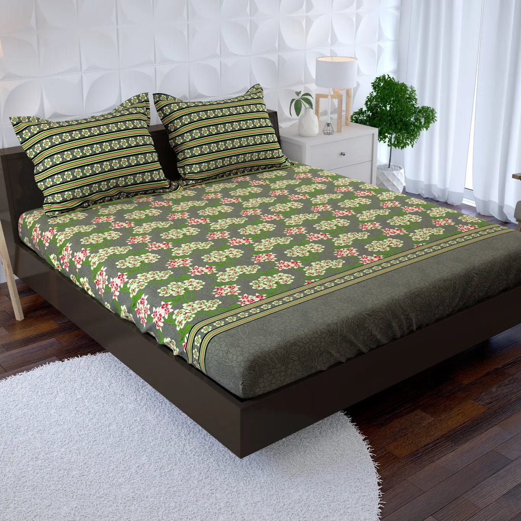 MOSS FLORAL Xara Fitted Bed Sheet Set