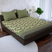 MOSS FLORAL Xara Fitted Bed Sheet Set