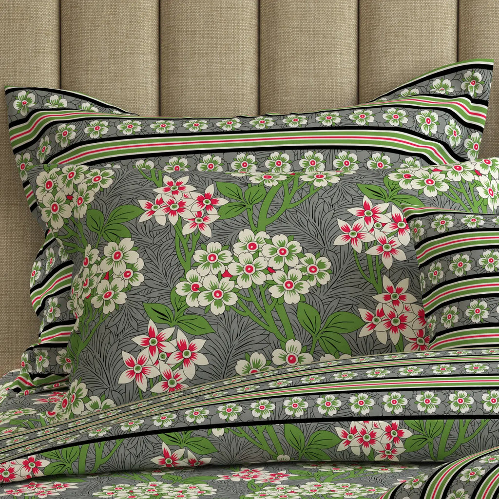 MOSS FLORAL Xara 8 Pcs King Reversible Quilt Cover Set Bedsheet
