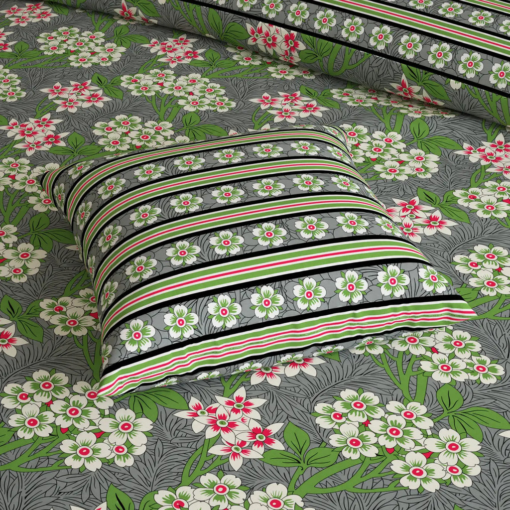 MOSS FLORAL Xara 8 Pcs King Reversible Quilt Cover Set Bedsheet
