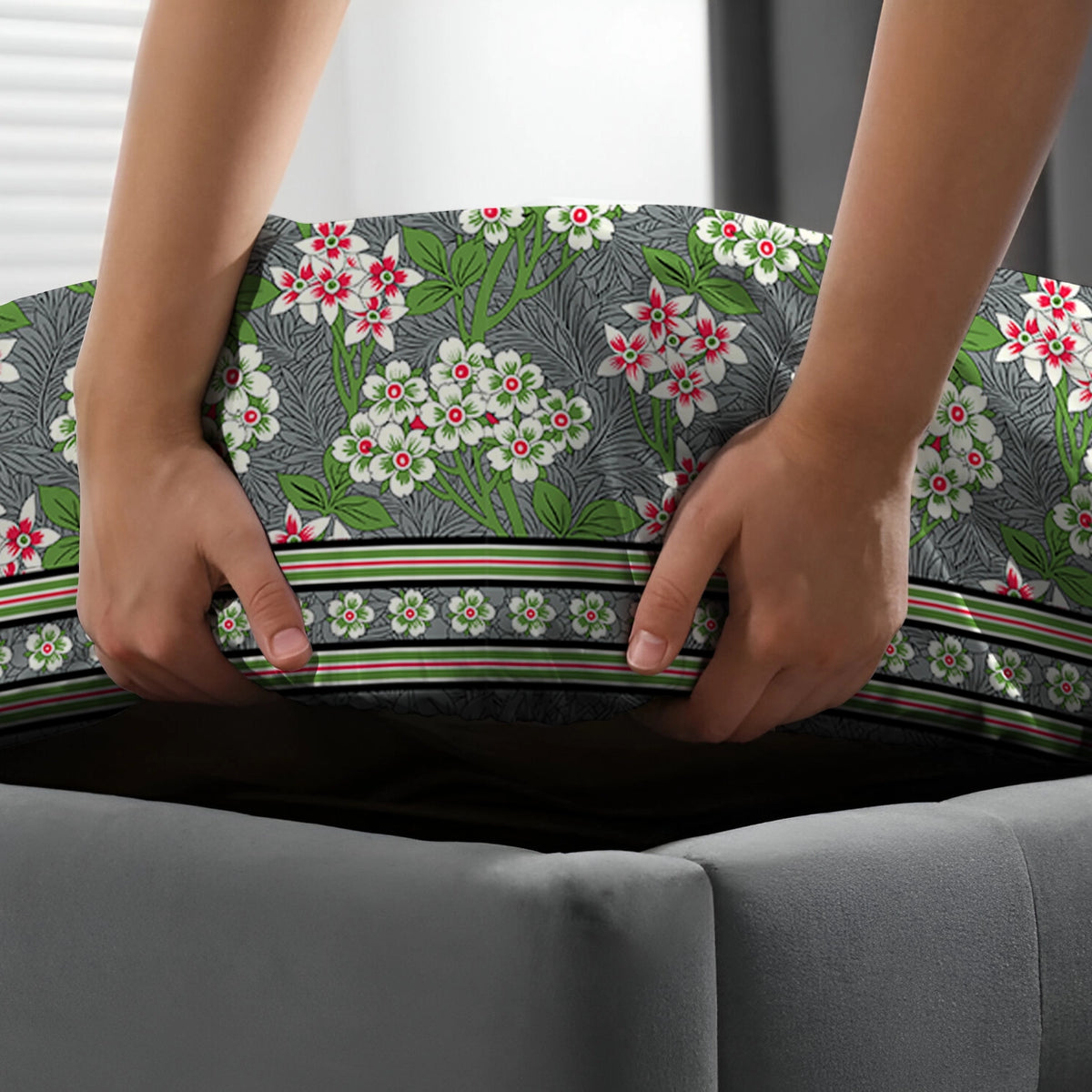 MOSS FLORAL Xara Fitted Bed Sheet Set