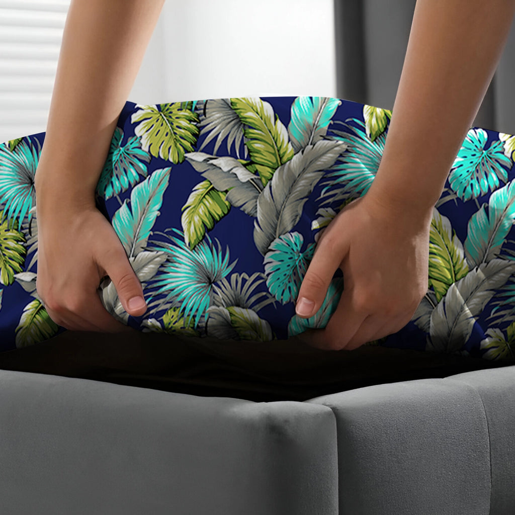AQUA AND LIME FERN PRINT Xara Fitted Bed Sheet Set
