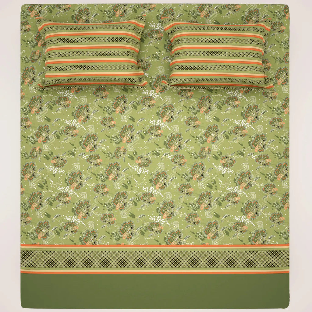 GREEN OVERLAY XARA BED SHEET SET