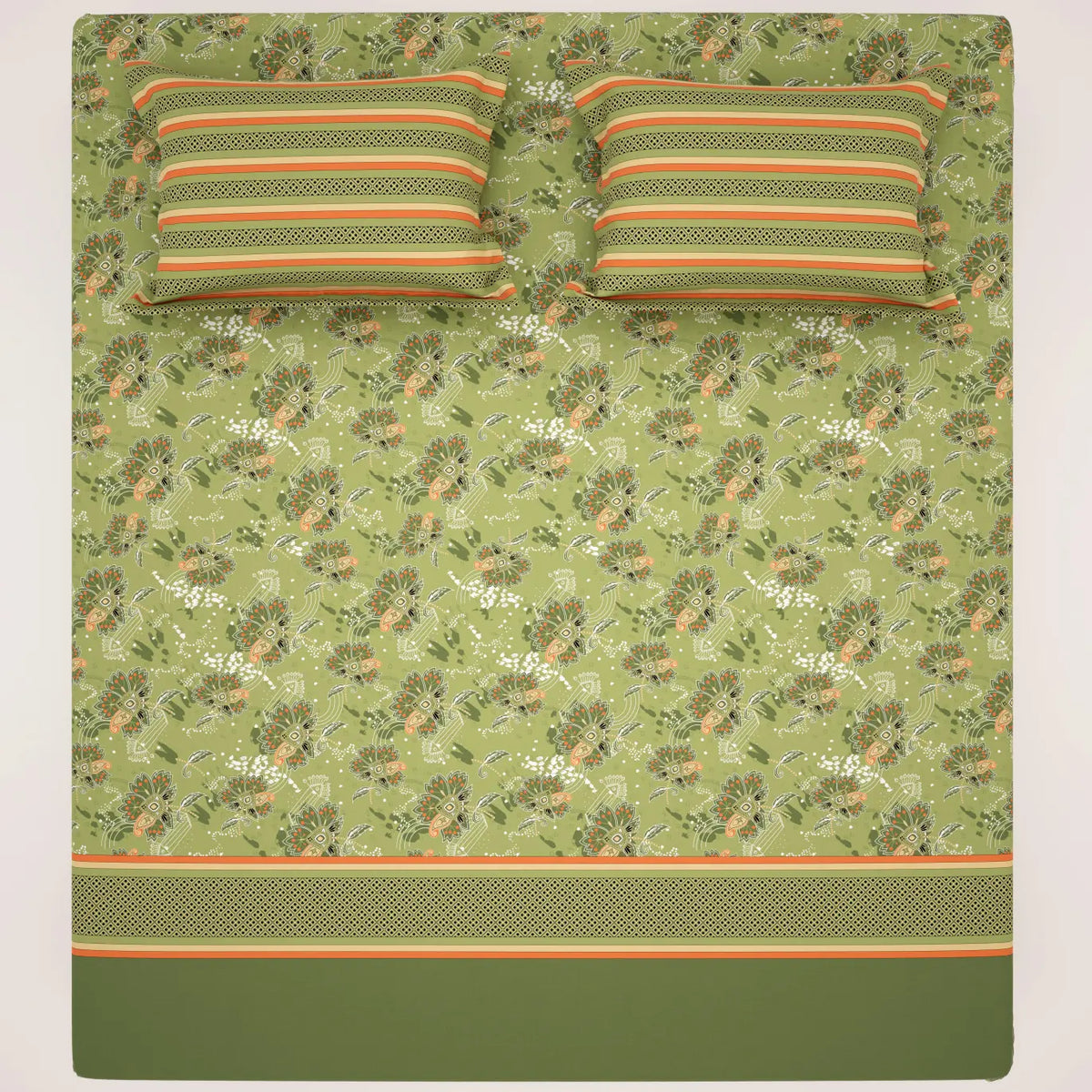 GREEN OVERLAY XARA BED SHEET SET