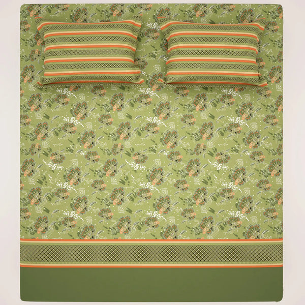 GREEN OVERLAY XARA BED SHEET SET