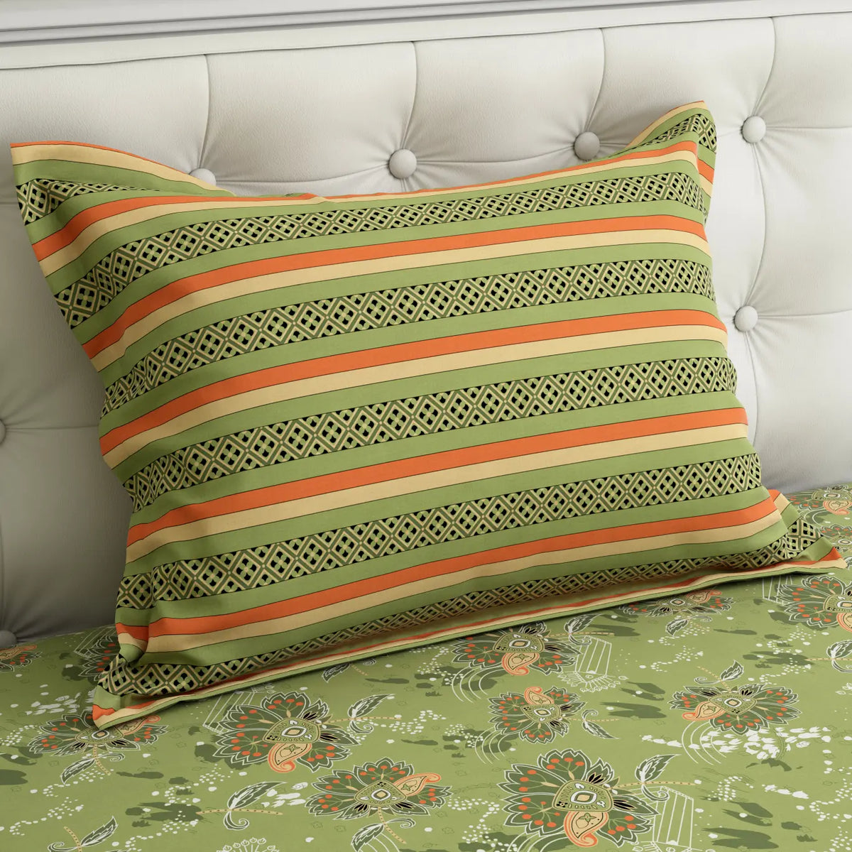 GREEN OVERLAY XARA BED SHEET SET