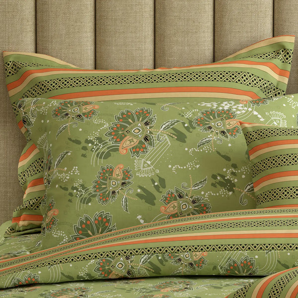 GREEN OVERLAY Xara 8 Pcs King Reversible Quilt Cover Set Bedsheet