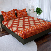 TERRACOTTA JAAL XARA FITTED BED SHEET SET