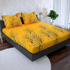 Sateen Fitted Bed Sheet Set 8955 Yellow