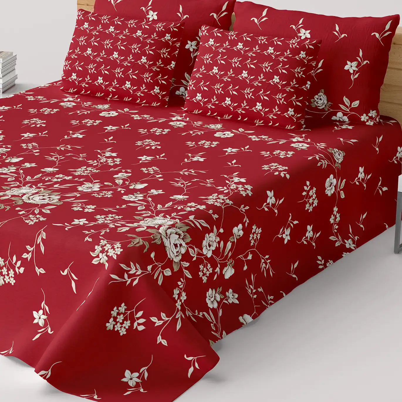 CHIC RED XARA BED SHEET SET - 8960-61