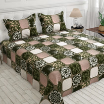 PATCHWORK GREEN SATEEN BED SHEET SET