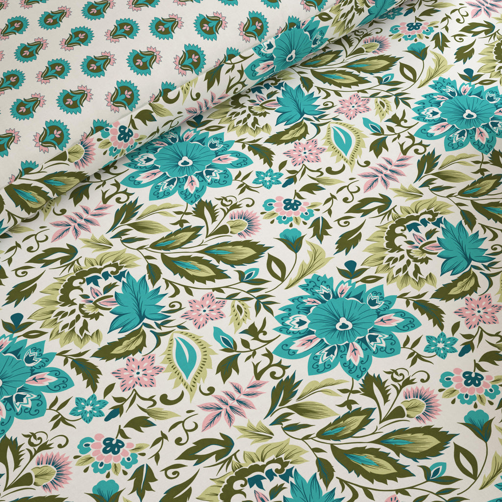 SEA FLORA Xara 8 Pcs King Reversible Quilt Cover Set Bedsheet