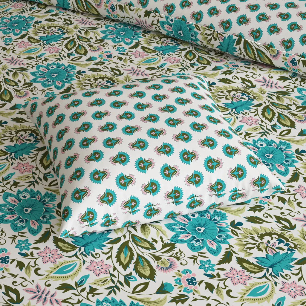SEA FLORA Xara 8 Pcs King Reversible Quilt Cover Set Bedsheet