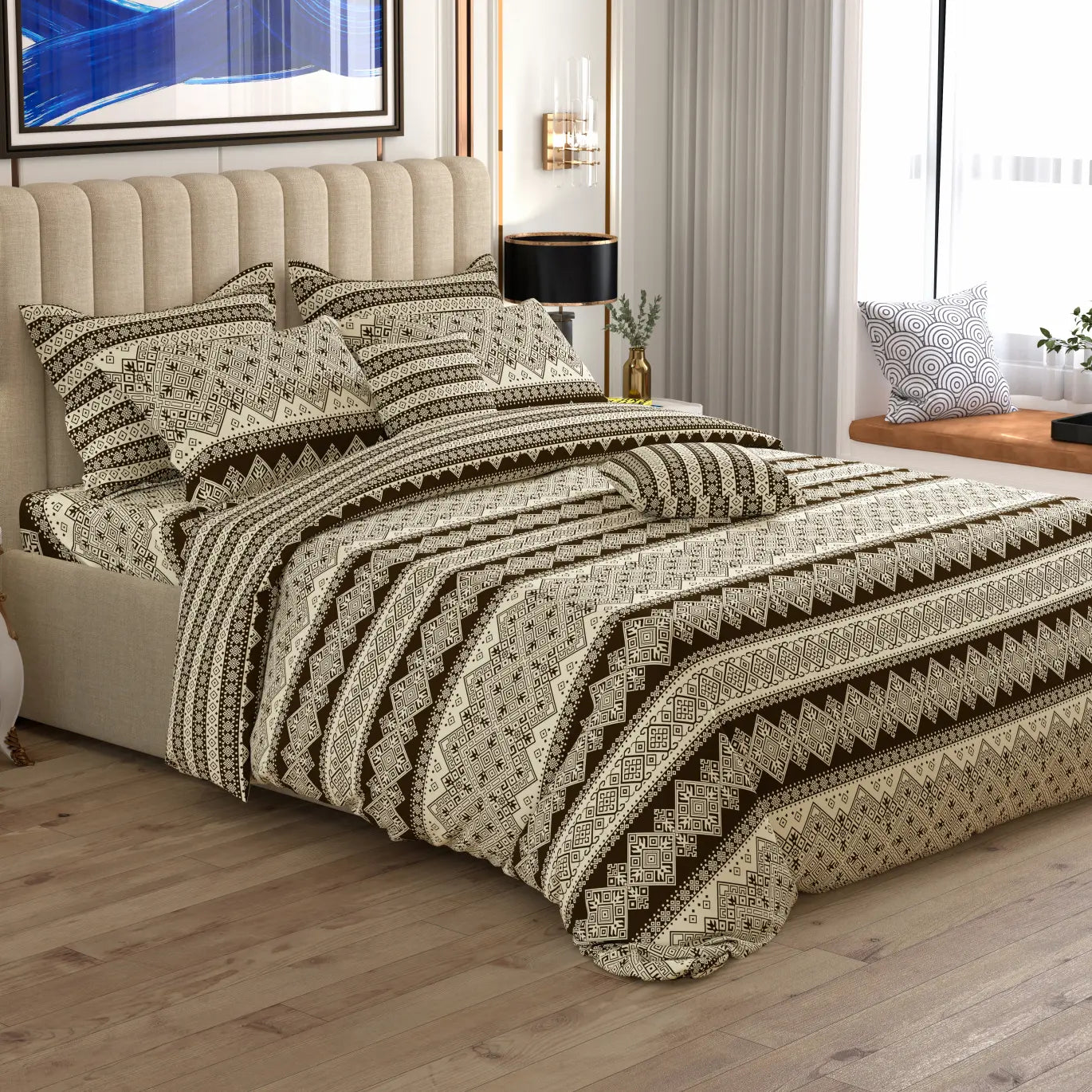 Xara 8 pcs king reversible quilt cover set bedsheet 8979-80