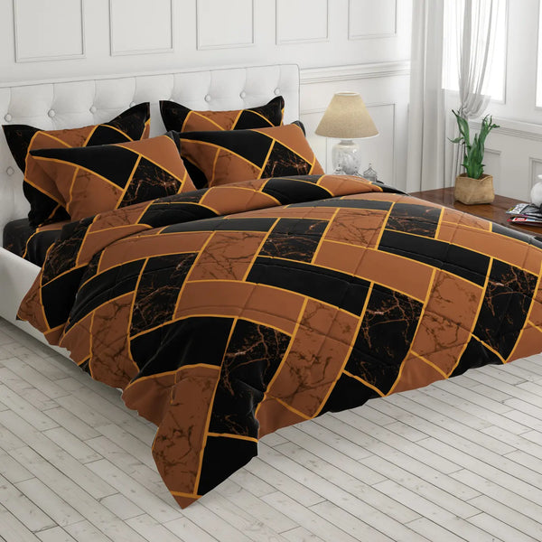Sateen 6-pcs comforter set 8995 (Brown)