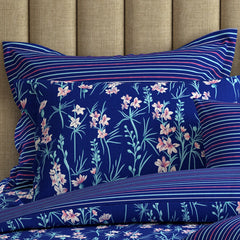 BLUE BLOOM Xara 8 Pcs King Reversible Quilt Cover Set Bedsheet