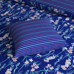 BLUE BLOOM Xara 8 Pcs King Reversible Quilt Cover Set Bedsheet