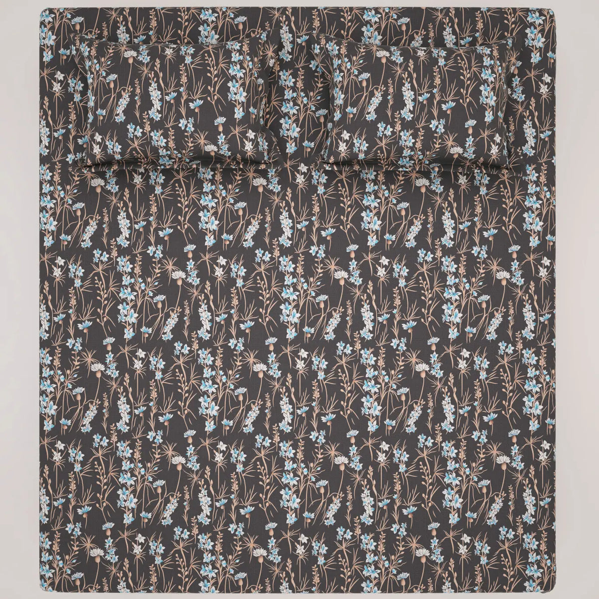 DARK FLORAL SATEEN BED SHEET