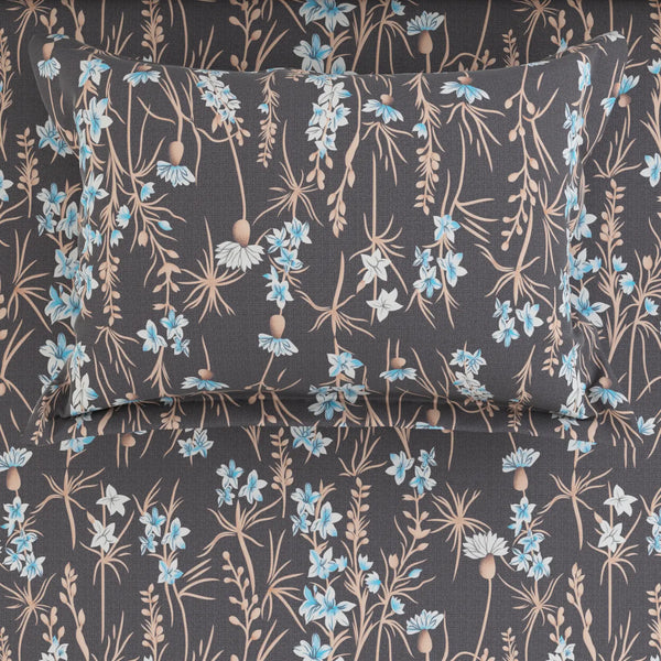 DARK FLORAL SATEEN BED SHEET