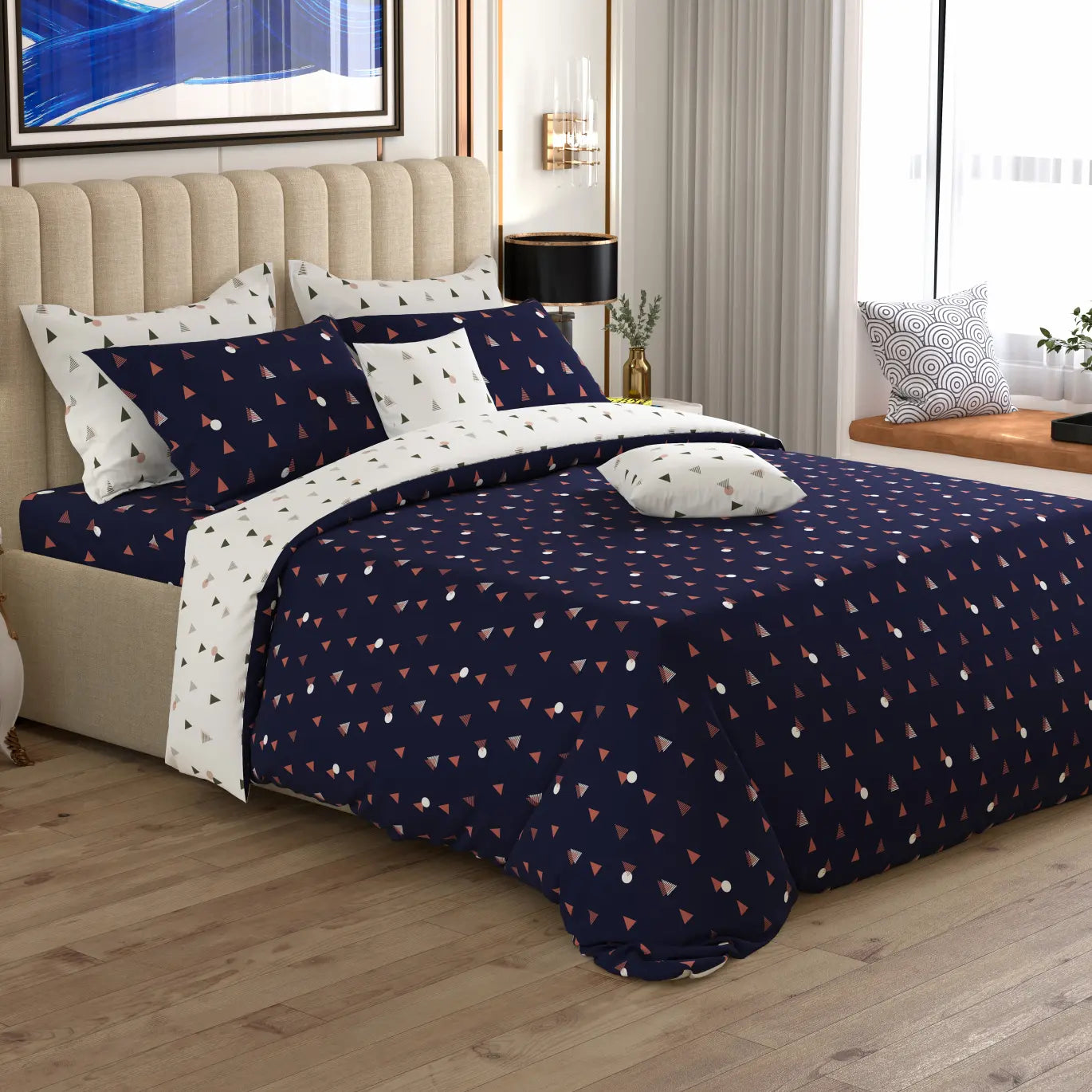Sateen 8 pcs king quilt cover set bedsheet 9014