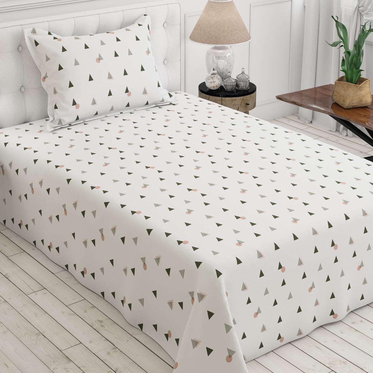 WHITE AURA Sateen Bed Sheet Set Main image
