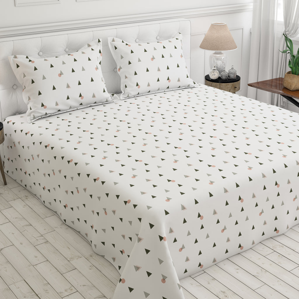 WHITE AURA Sateen Bed Sheet Set