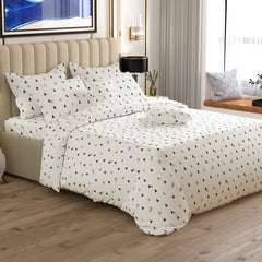 WHITE AURA Sateen 8 Pcs King Quilt Cover Bedsheet Set