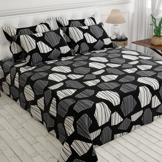 Sateen Bed Sheet Set - 9081 (Grey)