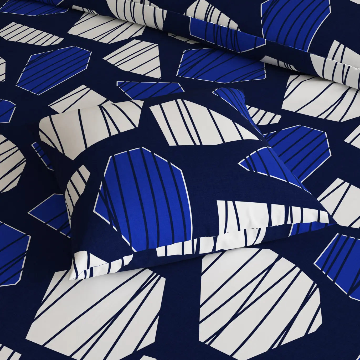 Sateen 8 Pcs King Quilt Cover Set Bedsheet 9081-Blue