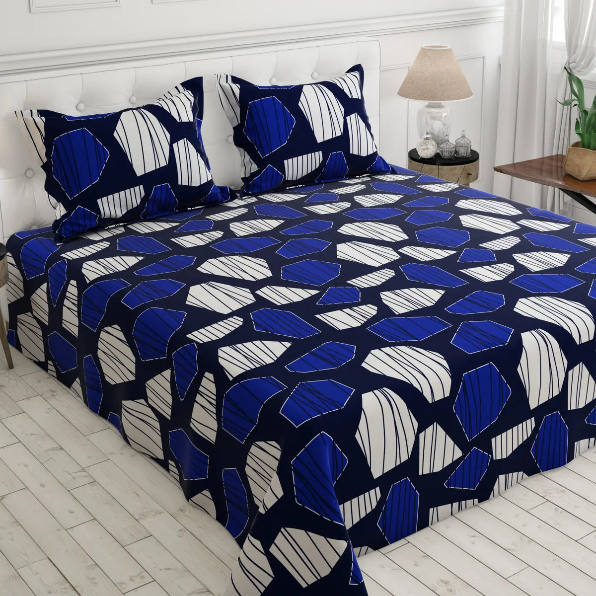 BLUE ESSENCE SATEEN BED SHEET SET