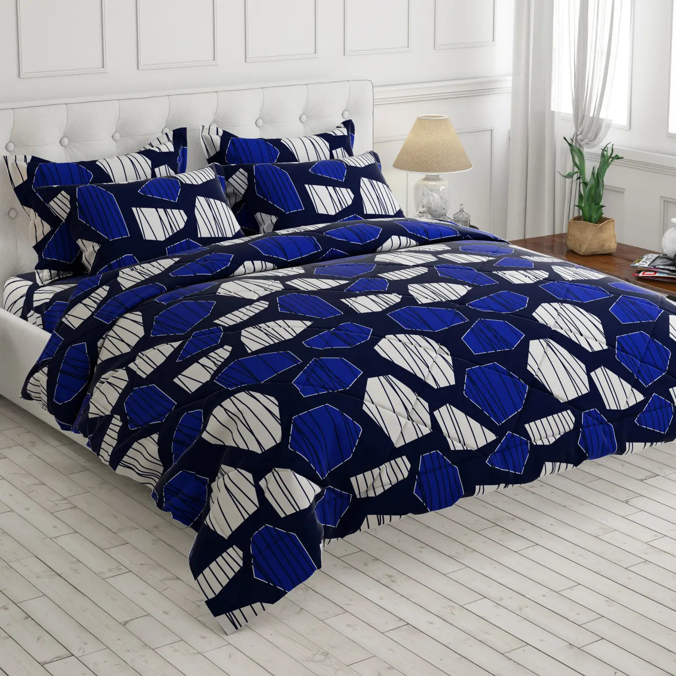Sateen 6-pcs comforter set 9081 (Blue)