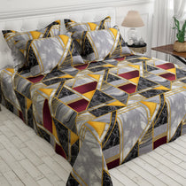 Grey Marble Geometric Sateen Bed Sheet Set