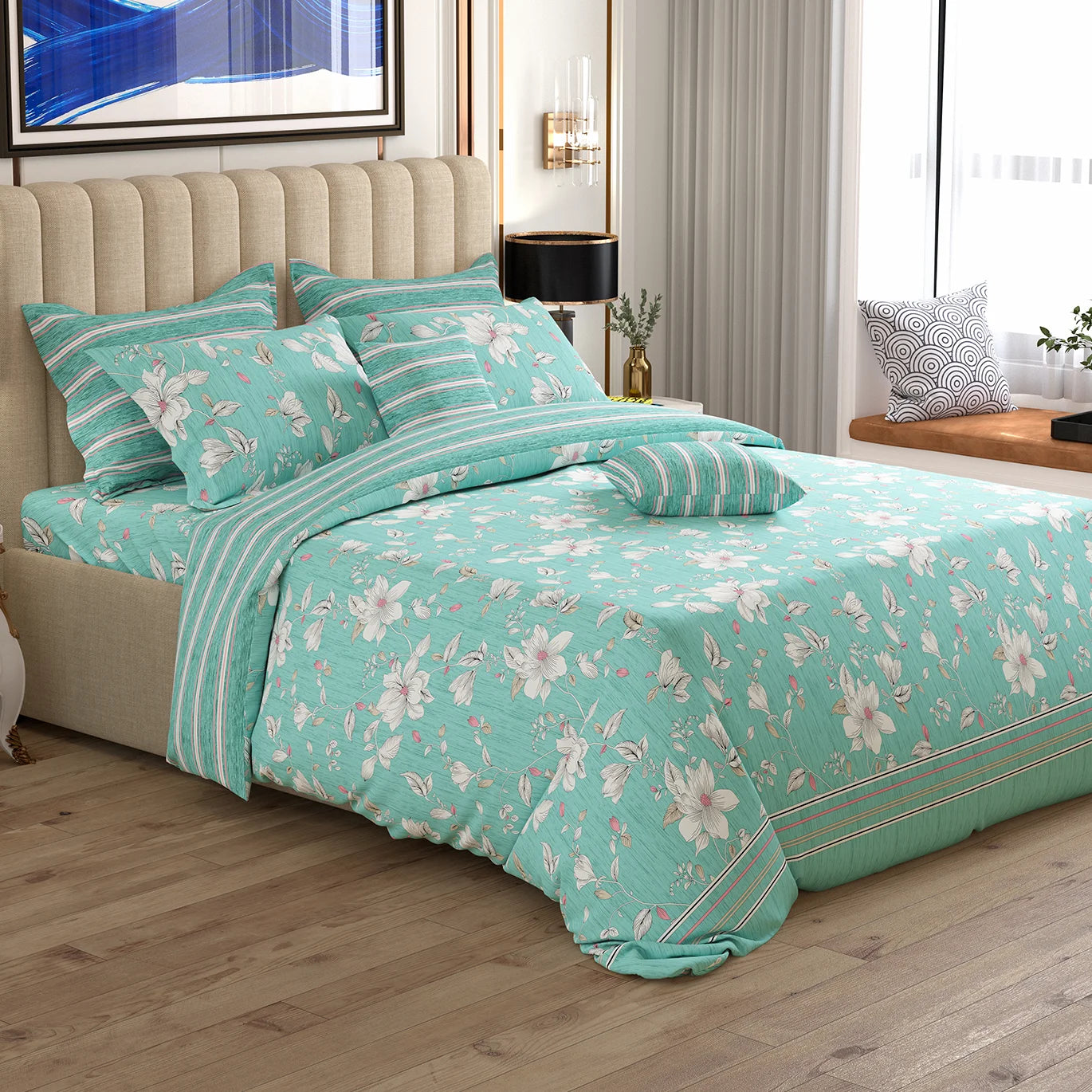 Xara 8 Pcs King Reversible Quilt Cover Set Bedsheet 9194-8812