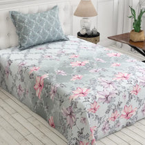 Grey Lily Floral Xara Bed Sheet Set