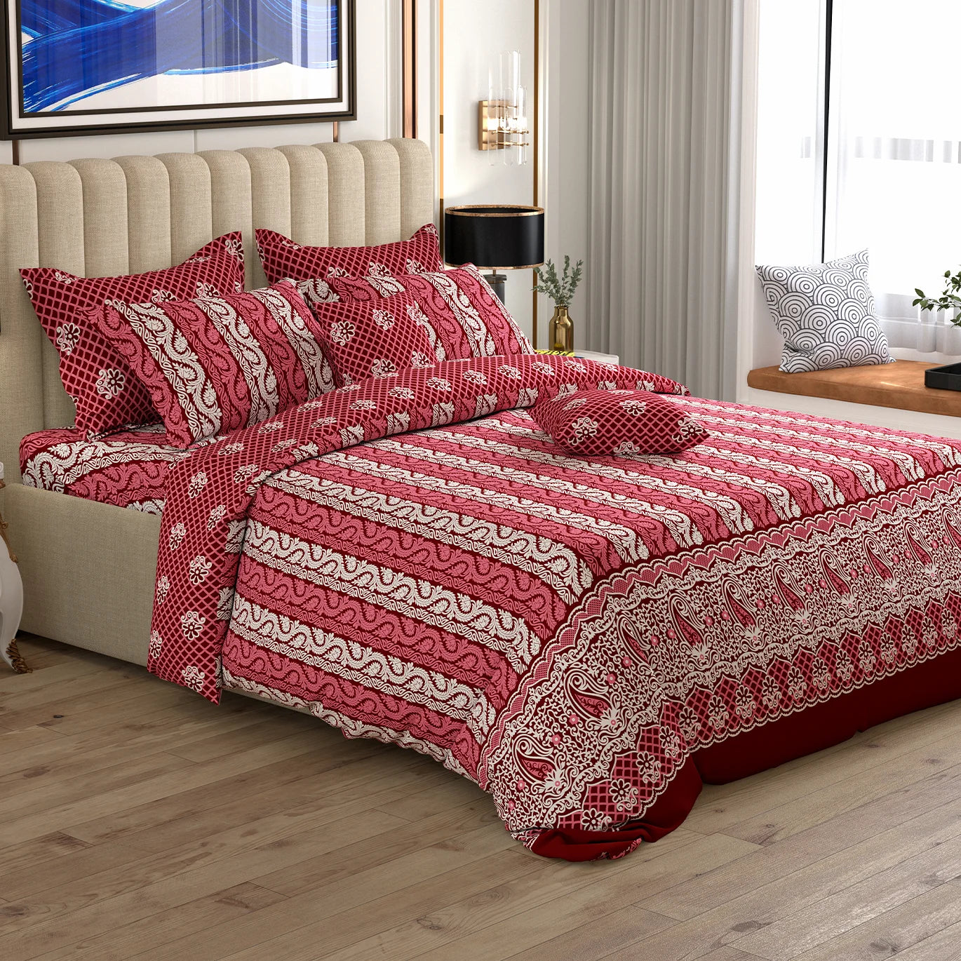 Xara 8 Pcs King Reversible Quilt Cover Set Bedsheet 9204-05
