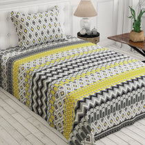 Grey & Yellow Chevron Geometric Xara Bed Sheet Set