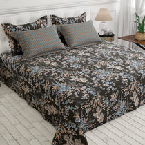 Charcoal Botanical Floral Xara Bed Sheet Set