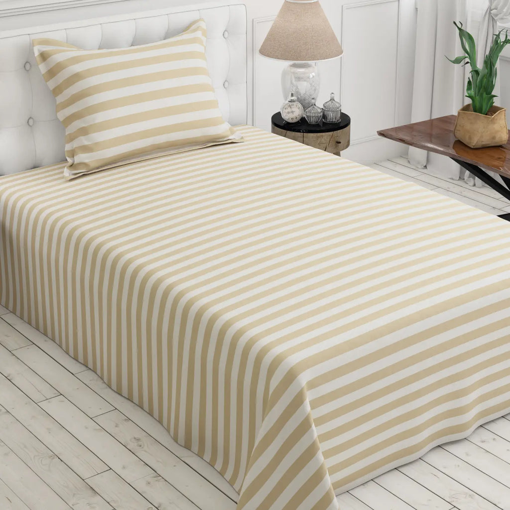 CLASSIC BEIGE STRIPE Sateen Bed Sheet Set