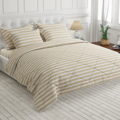 CLASSIC BEIGE STRIPE SATEEN 6-Pcs COMFORTER SET