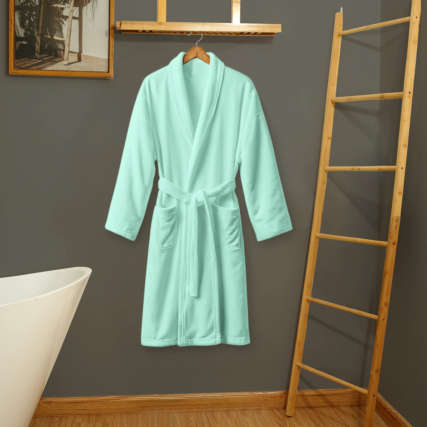 RHS Luxury Bathrobe (Shawl) Aqua