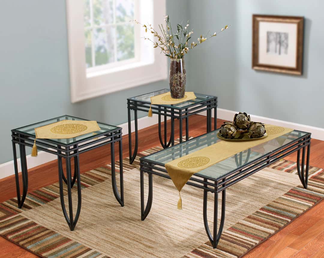 Velvet lazer 3pcs runner set (Beige) Main image